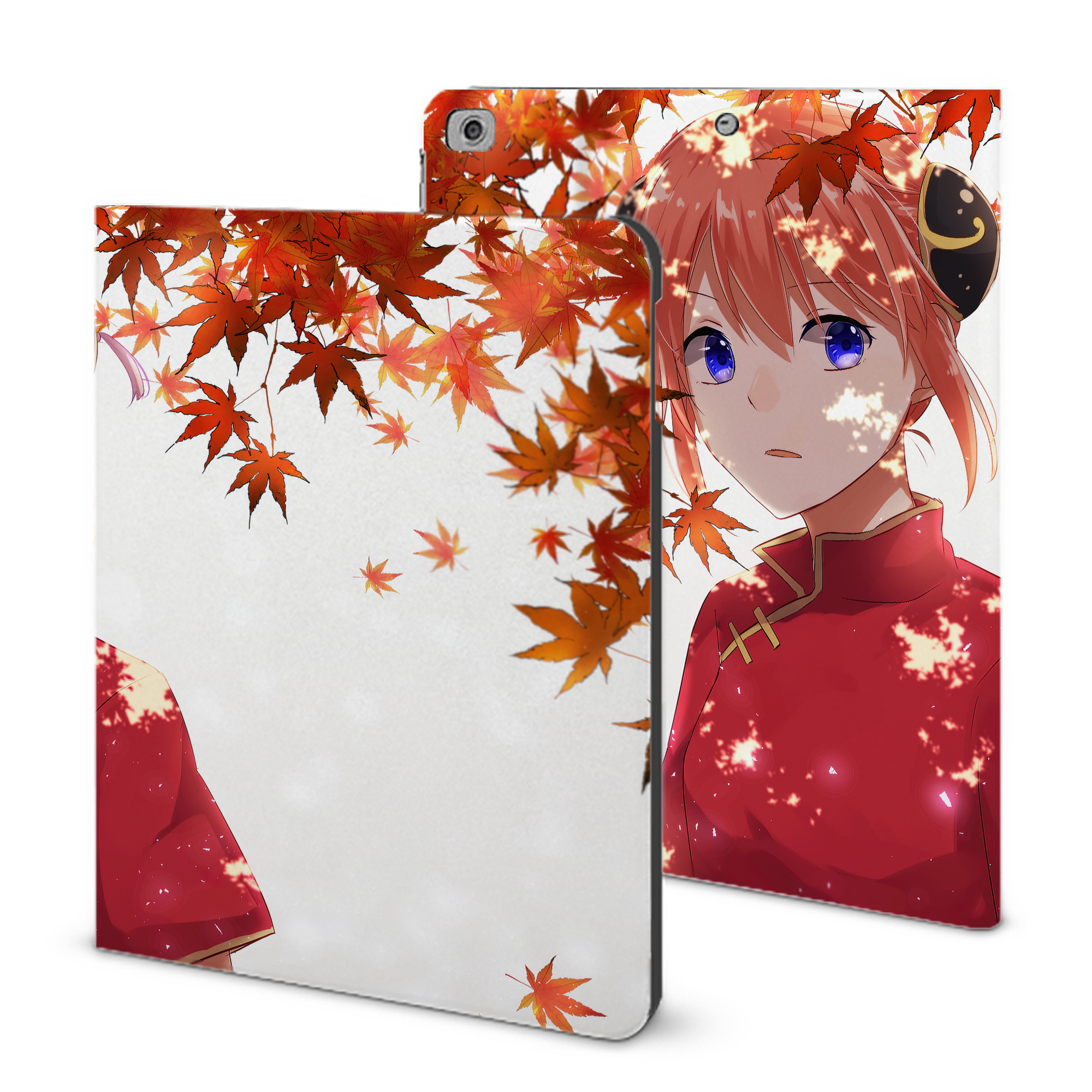 ぎんたま 坂田銀時（さかたぎんとき） 神楽 志村新八（しむら しんぱち） GINTAMA Sakata Gintoki Kagura Shimura Shinpachi IPad ケース ブック型 PUレザー TPU 耐衝撃 軽量 薄型 ペン収納なし 全面保護 IPad 各モデル対応